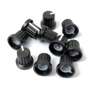 10 Pcs 6mm Shaft Hole Dia Plastic Threaded Knurled Potentiometer Knobs wh148 Cap - Picture 1 of 8