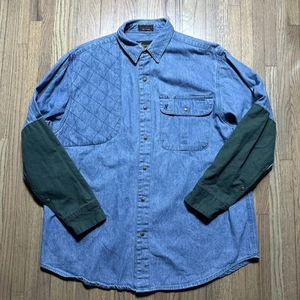Browning Denim Shooting Shirt Canvis Recoil Pocket XL Snap Quilted Shoulder Pad - Picture 1 of 11