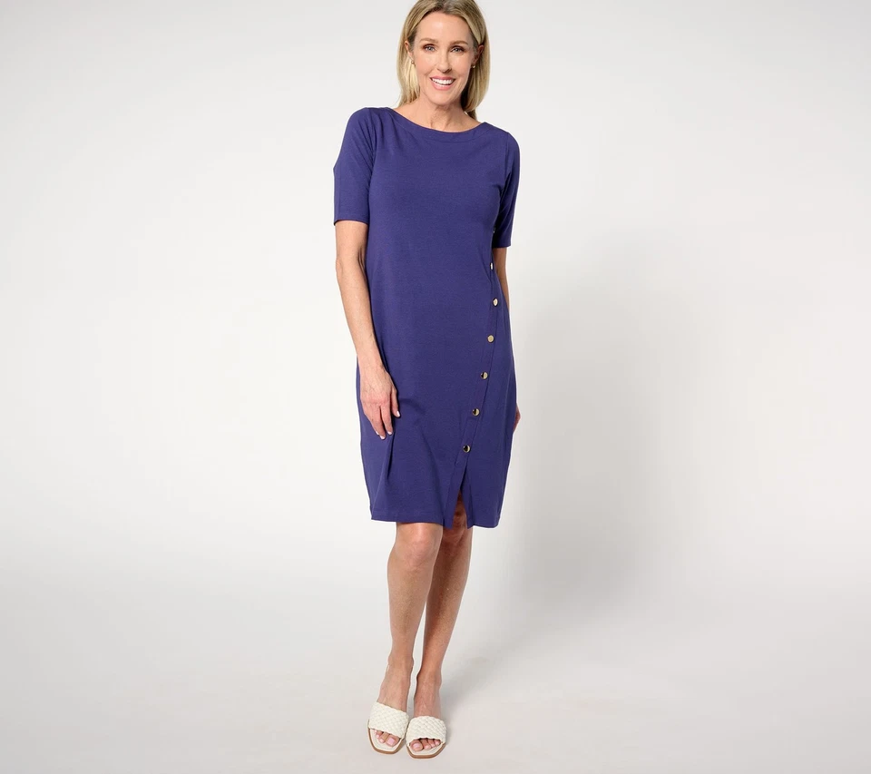 Isaac Mizrahi Live! Обычный напечатано локоть рукав колена платье твердого темно-синий 2 X - Изображение 1 из 1