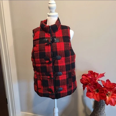Chaleco acolchado a cuadros Ruff Hewn para mujer talla L cálido y grueso rojo + negro Buffalo Foto 1 de 4