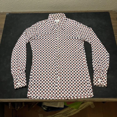 复古 Excello 衬衫男式匕首骰子迪斯科几何印花长袖 20 世纪 70 年代 — 第 1/4 张图片