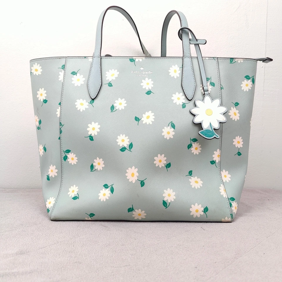 Bolso de Mano Kate Spade Dana Verde Menta Margarita Estampado Floral Saffiano PVC Cartera Preppy Foto 1 de 4
