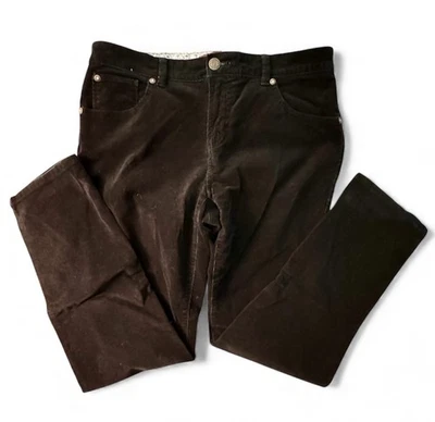 Pantalones de pana IZOD Jeans Matchstick para mujer 10 negros pierna recta elásticos usados en excelente estado Foto 1 de 4