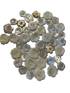 Lot of 45 MOP Buttons Flower Shaped Antique Vintage - Picture 1 of 2