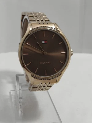 tommy hilfiger ladies gray rose gold stone set watch 1782212 - image 1 of 4