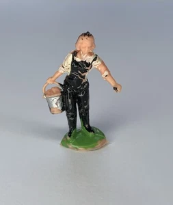 Vintage Farm Worker Woman Toy Figurine Barn Plastic 1.25” - Picture 1 of 4