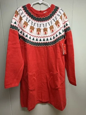 Vestido Suéter Rojo Gymboree Niñas Talla 8 Ciervo Mitón Bolsillos Vacaciones Nuevo con Etiquetas Precio de venta sugerido por el fabricante $45 Foto 1 de 3