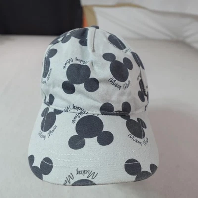 Disney Mickey Mouse Hat Cap Strap Back Gray Black Allover Print Baseball Mens - Image 1 of 4