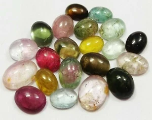27.65 Ct Natural Multi Color Tourmaline 21 Pcs Oval Cabochon Unheated Lot Loose - Picture 1 of 3