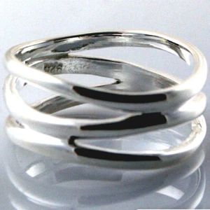 Triple Modern Wide Band Sterling Silver Ring - Multiple Sizes - NEW - Picture 1 of 1