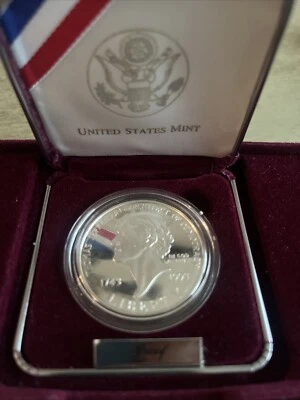 1993 S Thomas Jefferson 250th Anniversary BU 90% Silver Dollar Coin - Image 1 of 4