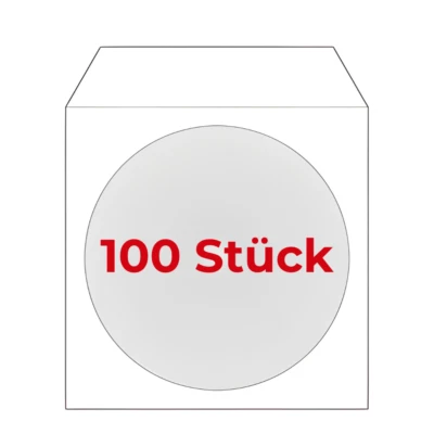 100 Papierhüllen mit Fenster+Lasche Papiertasche Box für CD DVD Blu-Ray Rohlinge - Bild 1 von 3