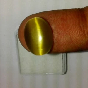 Piedra preciosa cabujón ovalado color amarillo ojo de gato crisoberilo natural de 10 quilates - Imagen 1 de 1