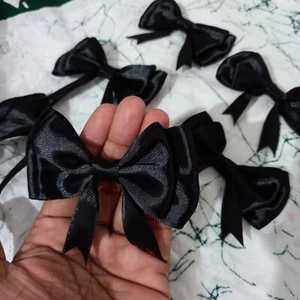   3 inch Black Satin Ribbon Double Bows 50pcs Ready Made Craft Party Clothes  - Picture 1 of 3