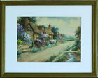 Watercolour of a cottage and garden in bloom by Joseph Halford Ross