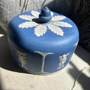 Wedgewood Blue And White Jasper Ware Porcelain Domed Cheese Dish Lid - Picture 1 of 14