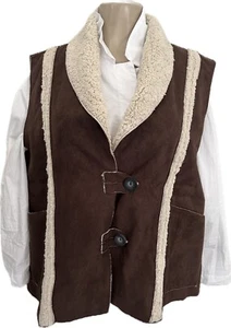 TRANSPARENTE Damen Wildlederweste, braun, ONE SIZE, Teddy-Veloursfutter, Neu mit Etikett - Bild 1 von 11