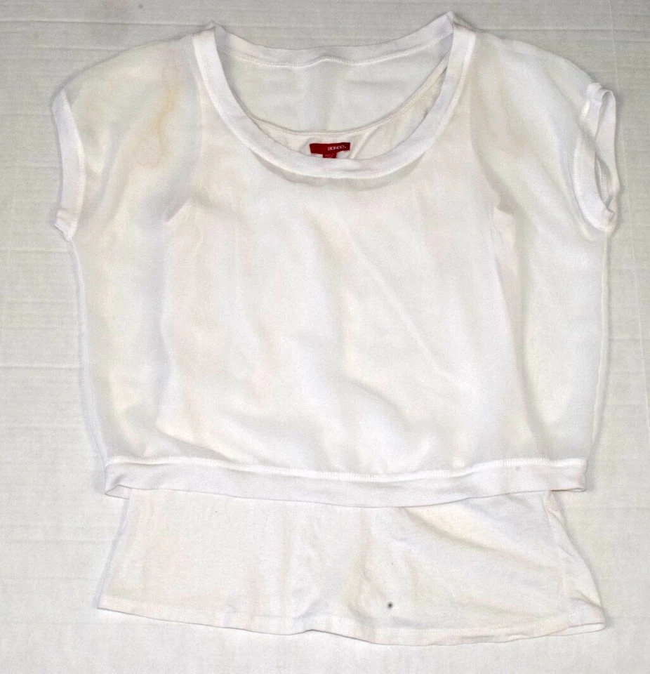 Camisa Top Bongo Sie M Años 90 2 Capas Blanco Transparente Sobre Camiseta sin Mangas Adjunta Foto 1 de 4