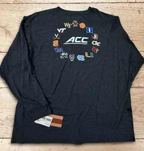 ACC ATHLETICS Team Logos NCAA Gray Long-Sleeve XL Men's T-Shirt - NEW - Picture 1 of 10