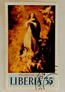 Sello postal de Liberia La Inmaculada Concepción pintura Murillo 1969 CTO MNH - Imagen 1 de 3