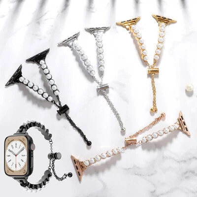 Pearl Bead Bangle Strap for iWatch Apple Watch 38 42 40 44mm 41 45 49mm Bracelet - Image 1 of 4