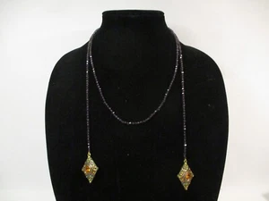 Heidi Daus Art Deco Trilogy 46" Long Wrap Necklace Amethyst Purple Rhinestone - Picture 1 of 7