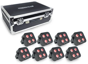 Rockville MINI RF4 V2 CHARGE PACKAGE BLACK 8 DJ Par Wash Up Lights+Case+App Ctrl - Picture 1 of 12