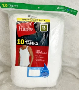 NWT Hanes Men's 10 Pack White 100% Cotton V-Neck T-Shirts Size XL 46"-48" - Picture 1 of 5