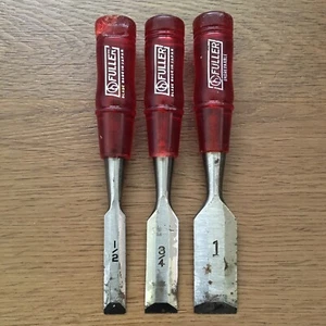 Vintage Fuller Unbreakable Chisels, Set of 3, Red Translucent (Butyrate) Handle - Bild 1 von 6