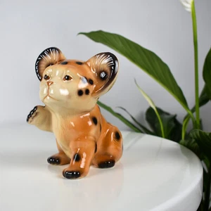 Vtg Porcelain Baby Leopard Figurine MCM Leopard Cub Porcelain Sculpture USSR 60s - Picture 1 of 11
