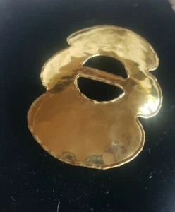 Goldtone Signed Handmade Hammered Scarf Bandana Hair Holder Great Vintage Shape - Picture 1 of 7