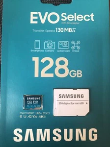 Samsung EVO Select (2021) 128GB microSDXC UHS-I Memory Card (with SD Adapter) - Picture 1 of 2