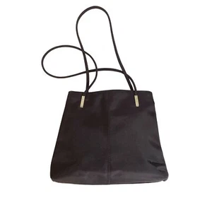 Black Shoulder Bag Double Handle Two Section Zipper Close - Picture 1 of 8