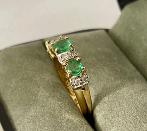 18ct Gold Emerald & Diamond Half Hoop Ring with Valuation - Picture 1 of 18
