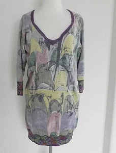 Custo Barcelona Tunic Sweater Mini Dress 3/4 Sleeve Pullover Metallic V-Neck M - Picture 1 of 6