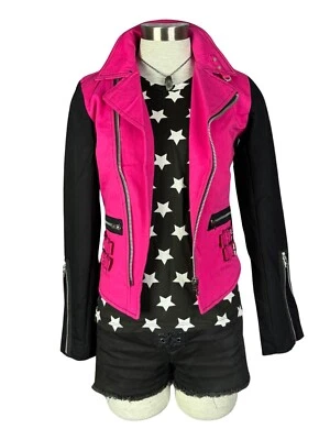 Tripp NYC D-Ring Moto Rosa Negro Punk Barbie Rockabilly Ska Gótico Motociclista Rocker Foto 1 de 4