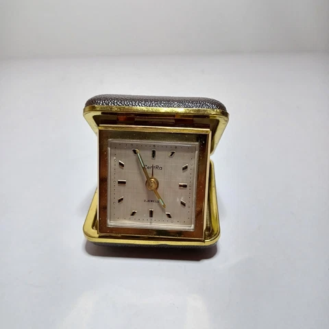 Zentra Vintage 2 Jewels Mechanical Wind Up Travel Alarm Clock working Cover
