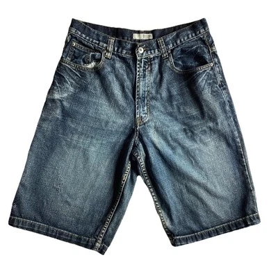 Pantalones Cortos De Colección Route 66 Para Hombres Azul Denim 34 Pantalones Cortos Relajados Envejecidos Años 90 Hip Hop Foto 1 de 4