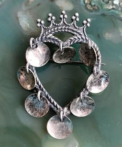 Einar Modahl Crown and Heart Silver Pin Norway - Picture 1 of 3
