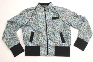 Mo X Members only Damen Jacke blau geblümt Polyester durchgehender Reißverschluss - Bild 1 von 12