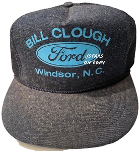 WINDSOR, NC, BILL CLOUGH FORD DEALERSHIP DENIM TRUCKER BASEBALL CAP HAT VINTAGE - Picture 1 of 7