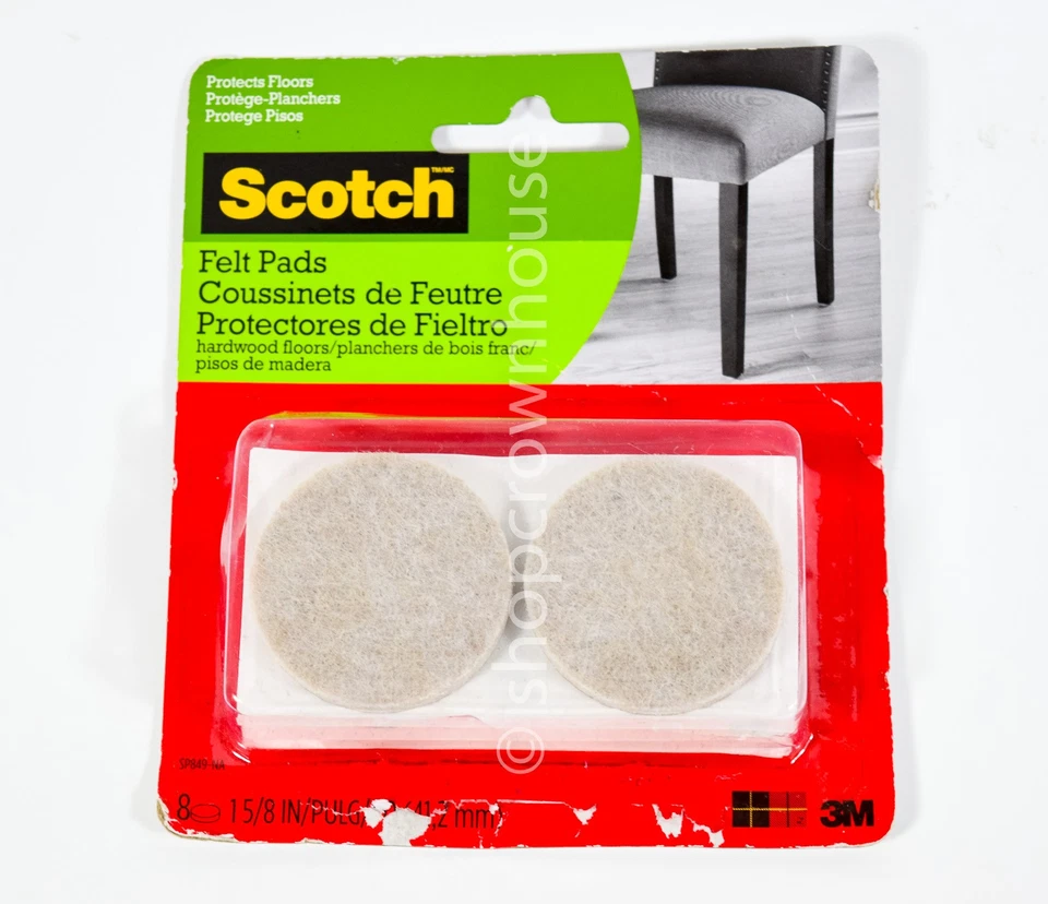 1 pk Scotch Felt Pads Furniture Helps Protect Scratching 15/8 in = 8 total pads - Image 1 of 1