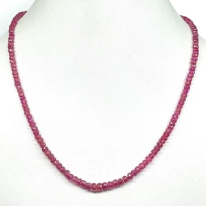 18 Inch Natural Mozambique Ruby Necklace 3-5mm Faceted Beads 925 Silver Clasp - Picture 1 of 11