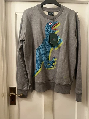 NEW PAUL SMITH GREY WOMENS DINO COTTON SWEATSHIRT, LARGE - Image 1 of 4
