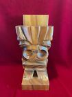 Solid Wood Carved Totem Tiki Inspired Single Bookend Native Vtg Hawaii MCM