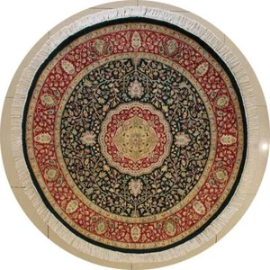 Rugstc 5x5 Senneh Pak Persiann Green Rug, Hand-Knotted,Floral with Silk/Wool - Picture 1 of 5