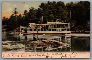 Postcard Hell Gate ME c1906 Steamer Island Belle Sasonoa River Hand Tinted - Bild 1 von 2