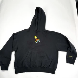 H&M The Simpsons Bart Embroidered Pullover Hoodie Black Large Retro 90s - Picture 1 of 11