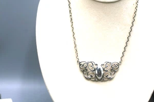 Sterling Silver CAROLYN POLLACK Filigree Pendant 18" Magnetic Clasp Necklace P3 - Picture 1 of 7