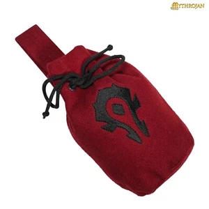 Mittelalter Gürteltasche Wolle Kordelzug Wikinger Tasche weinrot Münze Schmuck Gürteltasche - Bild 1 von 14